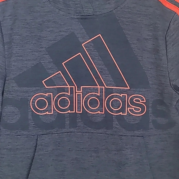 Adidas Boys 10/12 hoodie sweater blue with orange writing and stripes LOT I - Picture 2 of 8